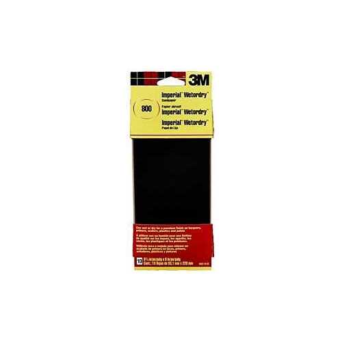 Sandpaper, 9 in L, 3.66 in W, Ultra Fine, 800 Grit, Silicon Carbide Abrasive, Paper Backing - pack of 10