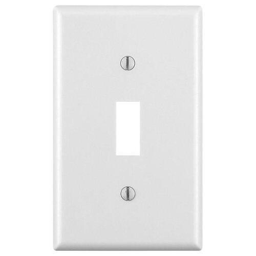 Wallplate, 4-1/2 in L, 2-3/4 in W, 1 -Gang, Thermoset, White, Smooth - pack of 10