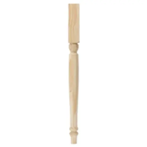 Table Leg, 15-1/4 in H, 2-1/4 in W, Pine Wood, Beige, Smooth Sanded