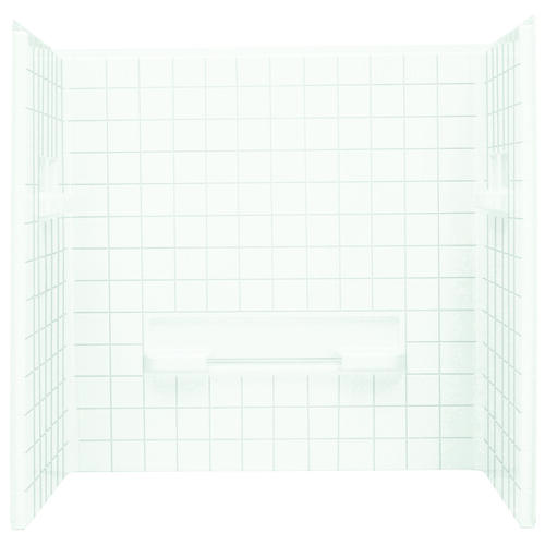 Advantage Series Shower Wall Set, 60 in L, 35-1/4 in W, Vikrell, Swirl Gloss, White