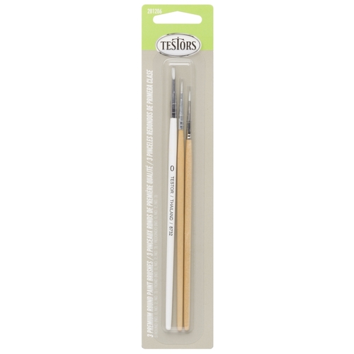 Testors 281206 BRUSH ROUND PREM GRAY SET OF 3 - pack of 3