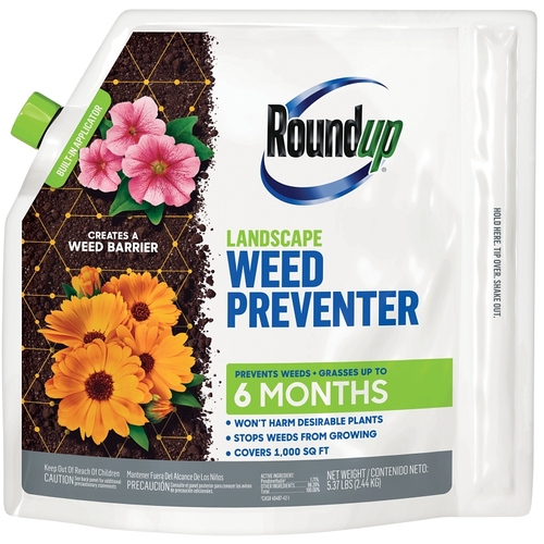 Roundup 5020510 4385106 Landscape Weed Preventer, Solid, Sprinkle Application, 5.4 lb Bag