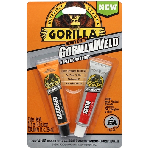 Gorilla 4330101-XCP6 Steel Bond Epoxy, Black/Off-White, Liquid, 1 oz Tube - pack of 6