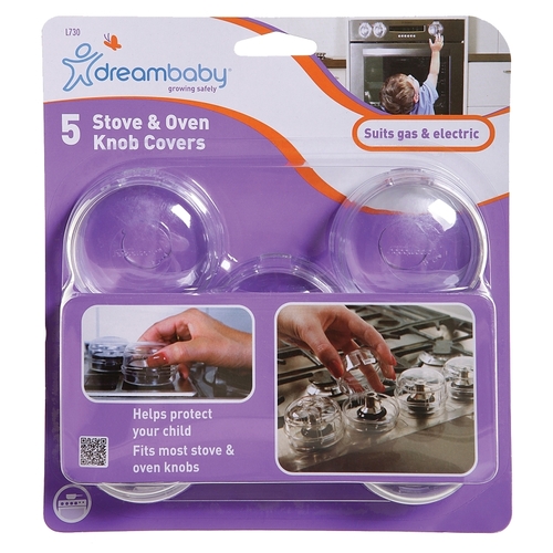 Dreambaby L730A Stove Knob Cover, Plastic, Clear - pack of 5