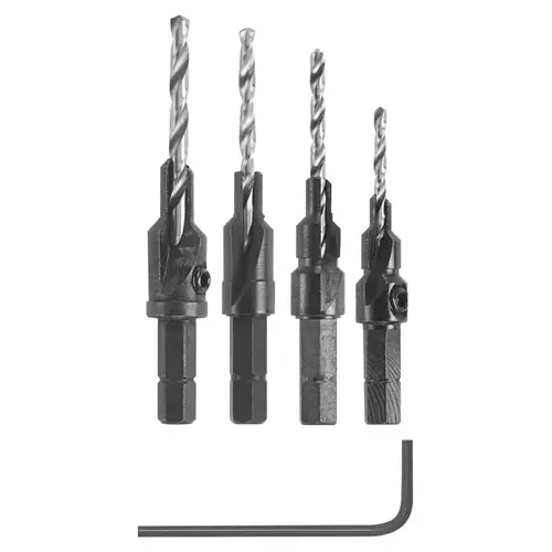 Screw Pilot Bit Set, 1/4 in Shank, Hex Shank - pack of 5