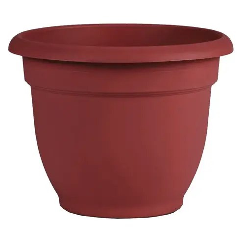 Planter, 16 in Dia, 17.6 in W, Bell, Ariana Design, Plastic, Burnt Red, Matte