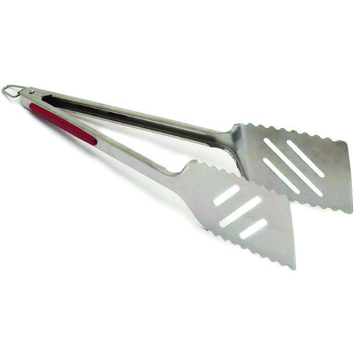 Turner/Tong Combination, 16 in L, Stainless Steel, Silver