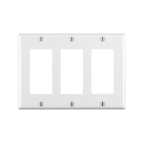 80411-W Wallplate, 4-1/2 in L, 6.37 in W, 3 -Gang, Thermoset Plastic, White, Smooth - pack of 10