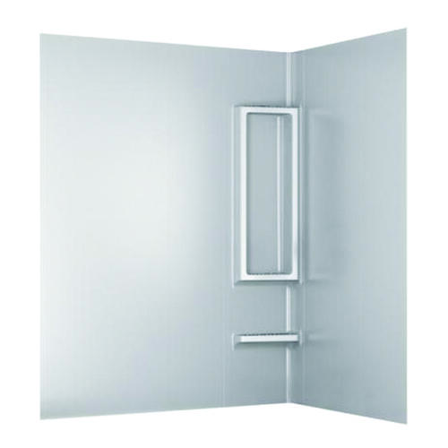 40194 Bathtub Wall Set, 32 in L, 58 in W, 60 in H, Adhesive Installation, 5-Wall Panel, White