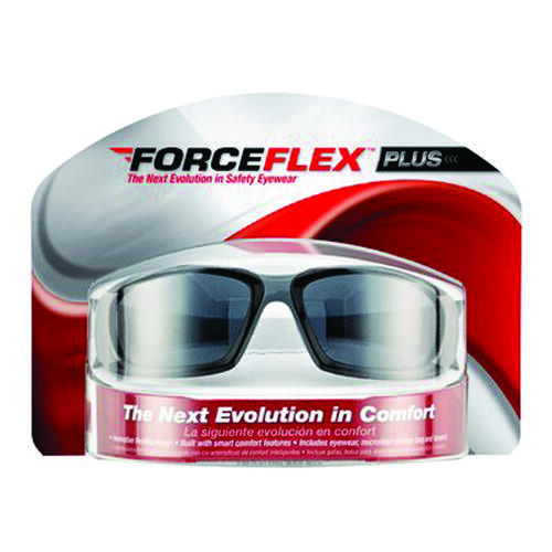 3M 92235H1-DC ForceFlex Plus Series Safety Glasses, Anti-Scratch Lens, Black/Gray Frame