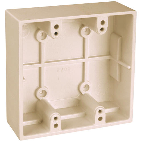 Utility Box, 2 -Gang, Plastic, Ivory, Screw Mounting