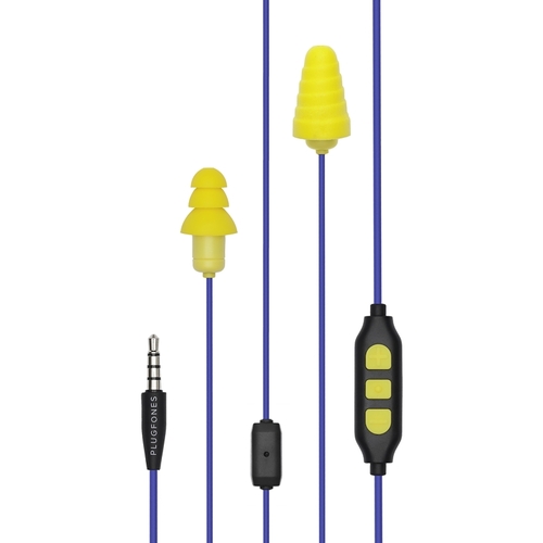 Plugfones PGP-UY Earplugs/Earphones w/Mic Guardian Plus 29 dB Nylon/Silicone/Soft Foam 3.5 MM Jack Yellow 1 Yellow