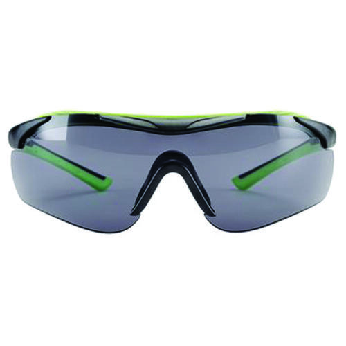 47101-WZ4 Sport-Inspired Safety Glasses, Anti-Fog, Anti-Scratch Lens, Wraparound Frame, Green/Neon Black Frame