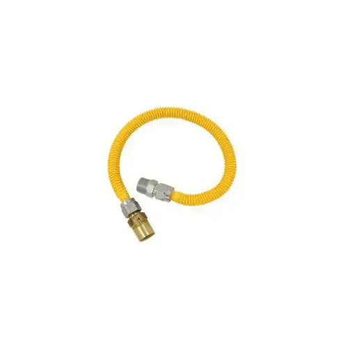 Gas Connector, 5/8 x 3/4 in, Stainless Steel, 36 in L Yellow