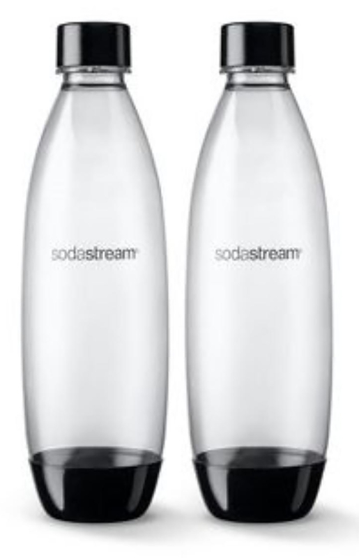 SodaStream 1741260010 Slim Carbonating Bottle, 1 L Capacity, Plastic, Black - Pair