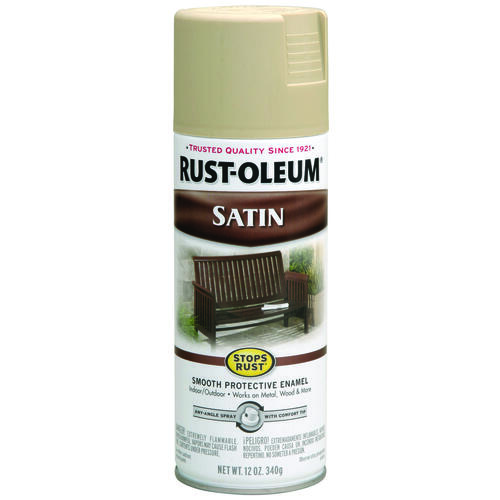 STOPS RUST Enamel Paint, Low Satin, Low Satin Putty, 12 oz, Aerosol Can - pack of 6