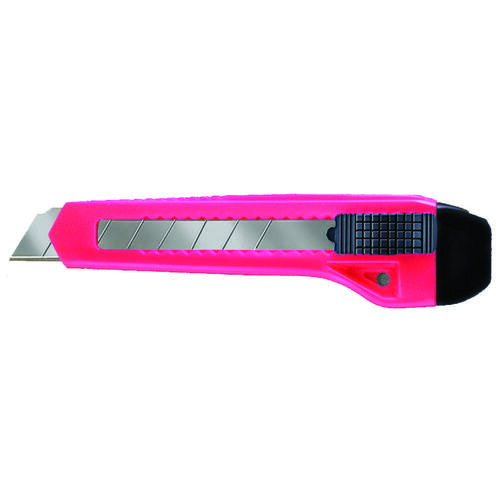 Utility Knife, 18 mm L Blade, Steel Blade, Locking Button Handle, Neon Handle