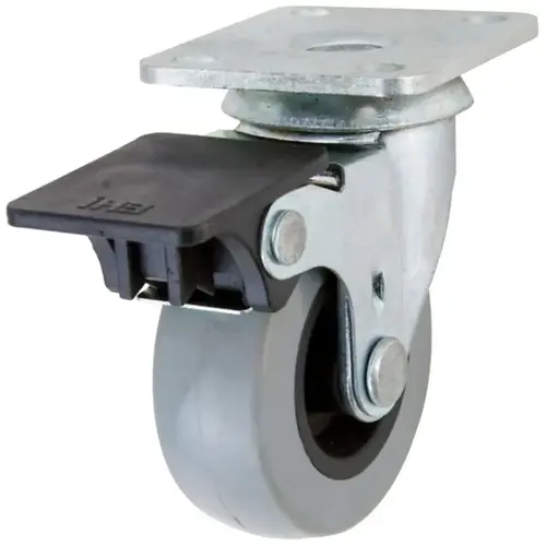 Shepherd Hardware 3542 G1 Series Swivel Caster with Brake, 2 in Dia Wheel, TPU Wheel, Gray, 88 lb