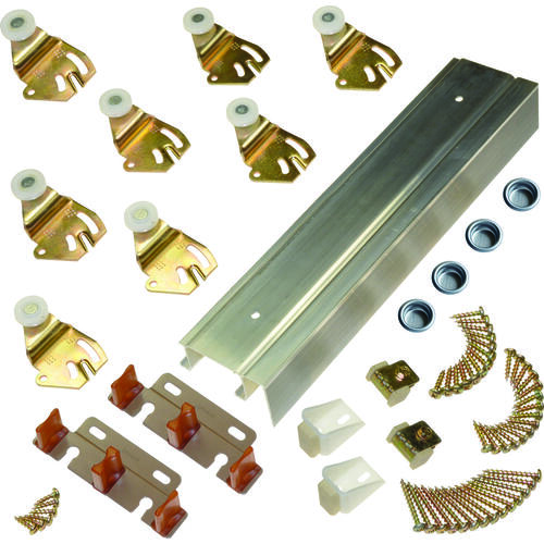 Johnson Hardware 2200F961 By-Pass Door Hardware Set, 96 in L Track, For: 50 lb Sliding Doors