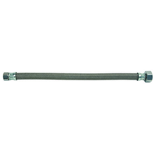 Faucet Connector, 1/2 in Inlet, FIP Inlet, 1/2 in Outlet, FIP Outlet, Polymer Tubing, 12 in L
