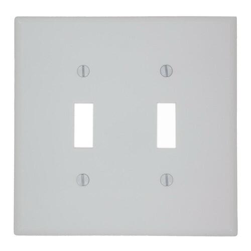 Leviton 80509-W 80509-W Wallplate, 4-7/8 in L, 4.94 in W, 2 -Gang, Plastic, White
