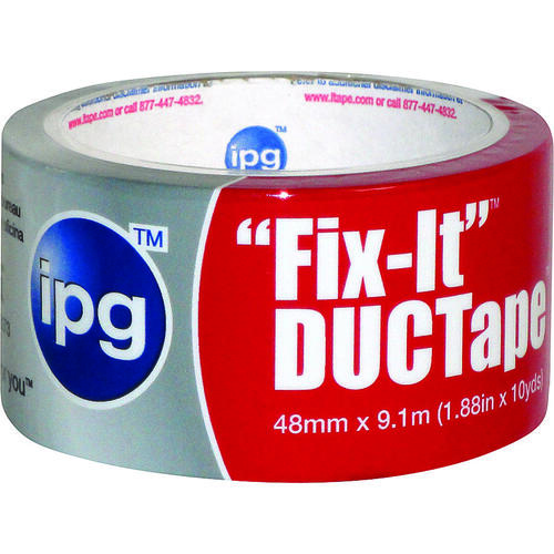 IPG 6910 Duct Tape, 10 yd L, 1.88 in W, Poly-Coated Cloth Backing, Silver