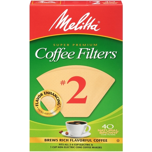 Melitta 612412 Coffee Filter, Cone, Paper, Natural Brown - pack of 40
