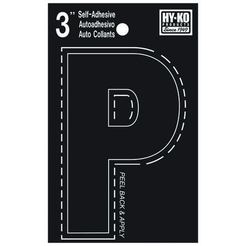 30400 Series Die-Cut Letter, Character: P, 3 in H Character, Black Character, Vinyl