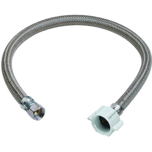 Toilet Connector, 3/8 in Inlet, Compression Inlet, 7/8 in Outlet, Ballcock Outlet, 20 in L