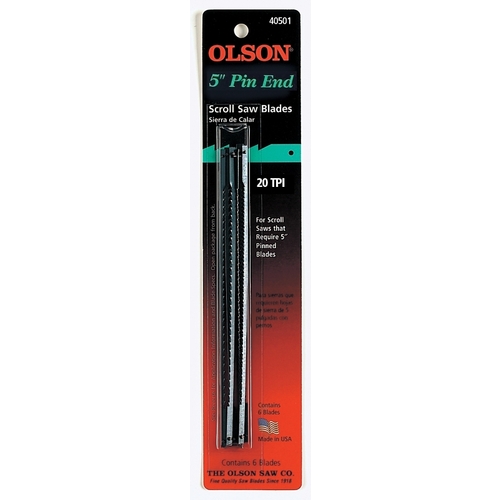 Olson SC40501 Pin End Scroll Blade, Hook Teeth, 20 TPI, 0.1 in W, 5 in L - pack of 6