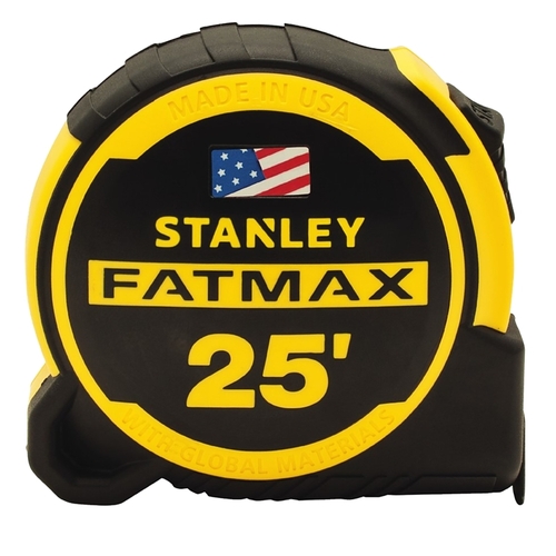 FMHT36325S Tape Measure, 25 ft L Blade, 1-1/4 in W Blade, Steel Blade, ABS Case, Black/Yellow Case
