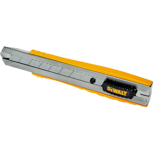 DEWALT DWHT10045 Utility Knife, 5-1/4 in L Blade, 25 mm W Blade, Metal Blade, Ribbed Handle, Black/Yellow Handle