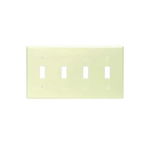 Wallplate, 4-1/2 in L, 2-3/4 in W, 4 -Gang, Thermoset, Ivory, Smooth