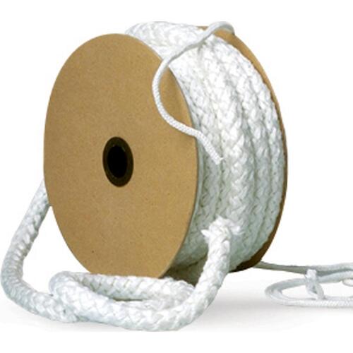 Gasket Rope, 25 ft L, 1 in W, Fiberglass White