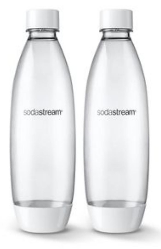 SodaStream 1741261010 Slim Carbonating Bottle, 1 L Capacity, Plastic, White - Pair