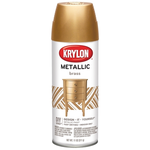 Spray Paint, Metallic, Brass, 12 oz, Aerosol Can