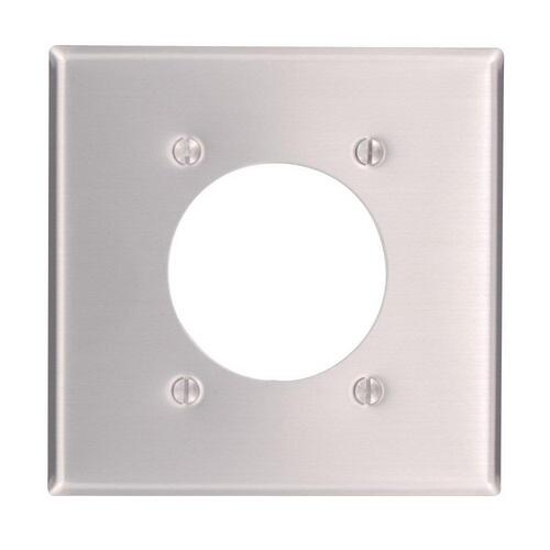 83026 Wallplate, 4-1/2 in L, 4-9/16 in W, 2 -Gang, Aluminum, Silver, Aluminum, Flush Mounting