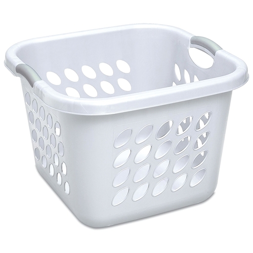 Sterilite 12178006 Laundry Basket, 1.5 bu Capacity, Plastic, White, 1-Compartment