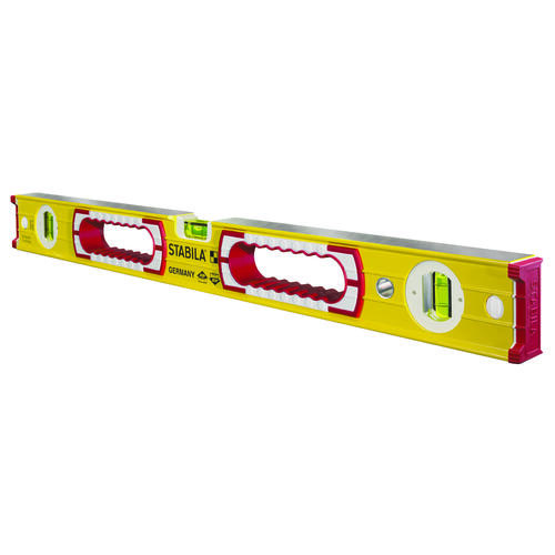 Stabila 37448 Spirit Level, 48 in L, 3-Vial, Non-Magnetic, Aluminum, Yellow