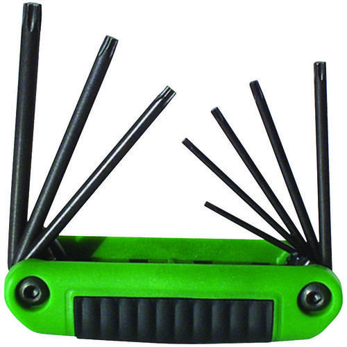 Ergo-Fold Series Key Set, T8, T10, T15, T20, T25, T27, T30, T40 Drive, Torx Drive, Ergonomic Handle Green