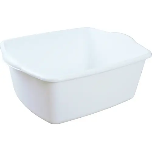 06588012 Dish Pan, 18 qt Volume, 17-1/2 in L, 14-1/4 in W, 7 in H, Plastic, White