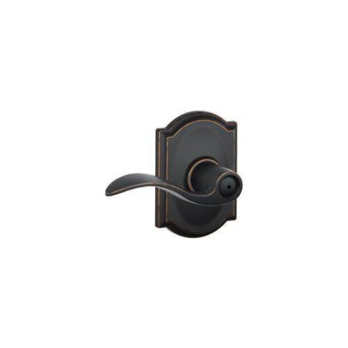 F40 Accent Lever Privacy Lock With Camelot Trim in Vis Pack Aged Bronze