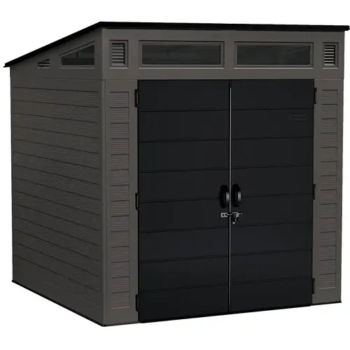 Suncast BMS7780 Storage Shed, 317 cu-ft Capacity, 7 ft 2-1/2 in W, 7 ft 3-1/2 in D, 7 ft 5-1/2 in H, Resin Peppercorn