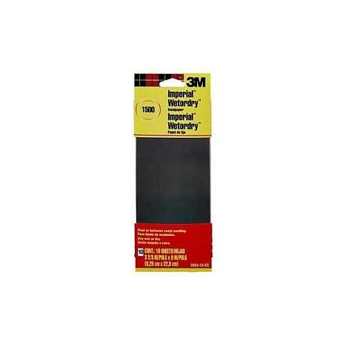 Sandpaper, 9 in L, 3.66 in W, Ultra Fine, 1500 Grit, Silicon Carbide Abrasive, Paper Backing - pack of 10