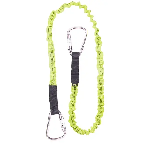 GEAR LINK Structure Lanyard, 58 to 78 in L, 15 lb Working Load, Carabiner End Fitting Black/Yellow