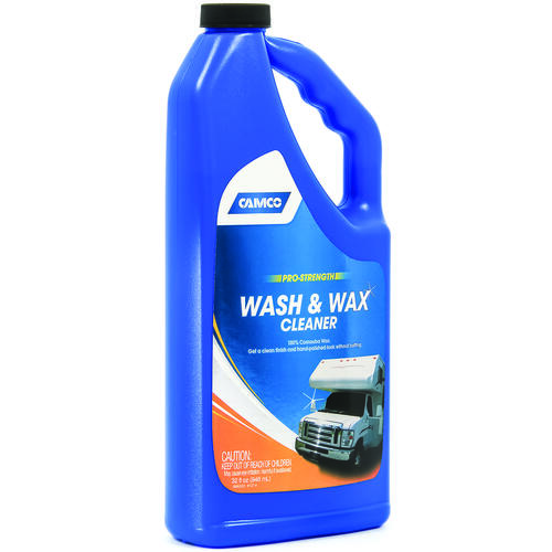 Wash and Wax Cleaner, 32 oz Bottle, Liquid, Fresh Fragrance Light Straw Translucent