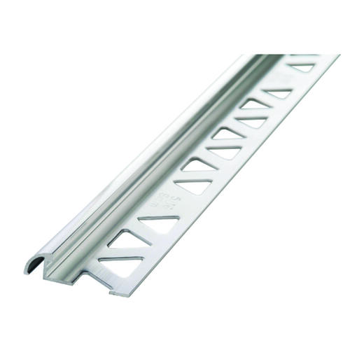 Bullnose Tile Edge, 8 ft L, 1-3/8 in W, Aluminum, Clear