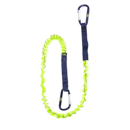 GEAR LINK Tool Lanyard, 39 to 56 in L, 6 lb Working Load, Carabiner End Fitting Black/Yellow