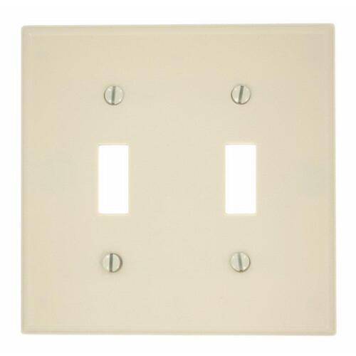 Non-Metallic Wallplate, 4-1/2 in L, 2-3/4 in W, 2 -Gang, Thermoset, Light Almond, Smooth