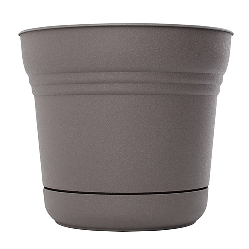 Planter, 14 in Dia, 14-1/2 in W, Saturn Design, Charcoal, Matte